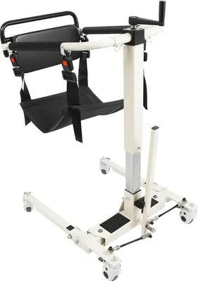 Produktbild von Transferstuhl - Hebe-Transferstuhl - Höhenverstellbar 35–70 cm - Für Körperbreite unter 47 cm - Weiß