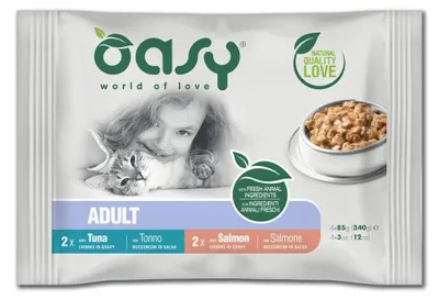 Produktbild von OASY Chunks in gravy Multipack Fish selection - nassfutter für Katzen - 4x85g