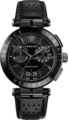 Produktbild von Versace VE1D01420 Aion Chronograph schwarz Leder Armband Uhr Herren NEU