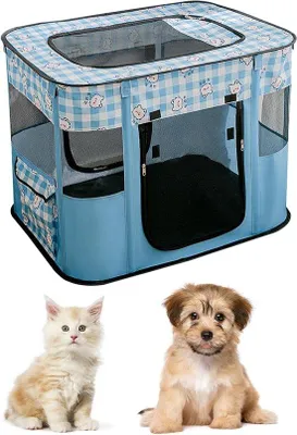 Produktbild von Zusammenklappbare Transportbox für Hunde, 70x55x45cm, mit Verpflegungsnäpfen