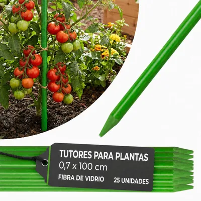 Imagen del producto de Tutor para plantas CountryYard S270, 100 cm, 7,0 mm, verde, de fibra de vidrio - Pack de 25 uds.