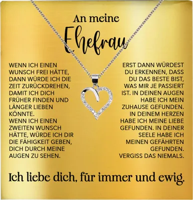 Produktbild von 22Feels Ehefrau Geschenk Ich Liebe Dich Frauen Herz Halskette Valentinstag Schatz Hochzeitstag Damen Collier Ehejubiläum (Damen Silber 925/000 Schmuck)