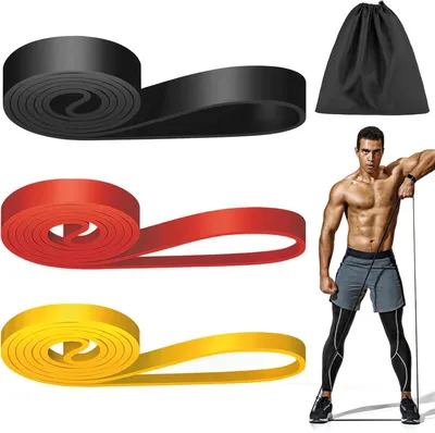 Produktbild von Fitness Bands Set 4, Widerstandsbänder, Naturkautschuk, Für Krafttraining, Pilates und Yoga