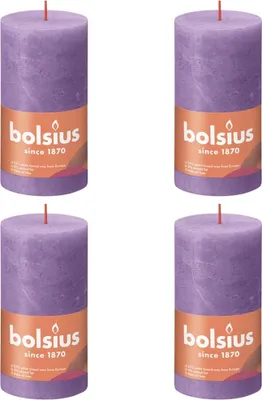 Zdjęcie produktu dla Bolsius Rustic Pillar Candles Shine 4 szt. 130x68 mm fioletowy