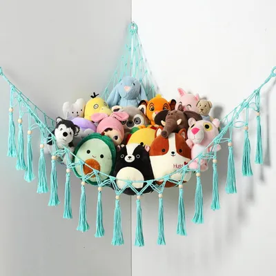 Obrázok produktu pre Omgoods - Macramé boho hojdacia sieť pre plyšové zvieratká, ideálna na ukladanie hračiek