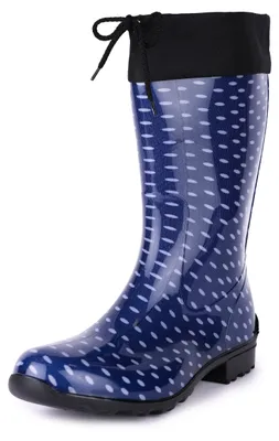Image de Bottes en caoutchouc pour femmes Ladeheid avec manchette LA-968 (bleu foncé/points, 37)