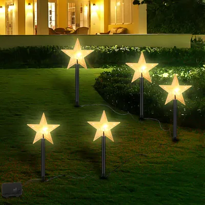 Obrázok produktu pre TolleTour LED svietiace tyčinky hviezdy sada 5 hviezdičiek vianočné osvetlenie vianočný stromček rozprávkové svetlá