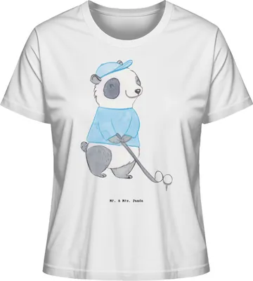 Produktbild von Mr. & Mrs. Panda Damen T-Shirt Panda Golfen Größe S - Weiß - Geschenk, Shirt, Oberteil, Golfplatz, Golf Verein, spielen, Kurzarm, Golfturnier