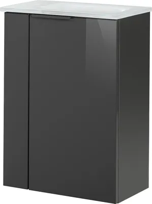 Produktbild von Fackelmann SBC LUNA Gäste WC Set 2-teilig 45 cm, Anthrazit, rechts, Glas Weiß