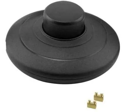 Fußschalter, 1-polig, 2 A, 250 V, rund, schwarz, für 2-/3-adrige Kabel