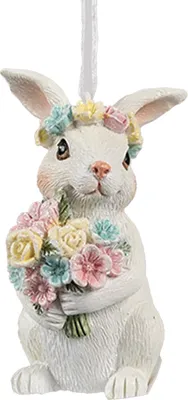 Produktbild von Clayre & Eef Oster-Anhänger Kaninchen 8 cm Weiß Kunststoff
