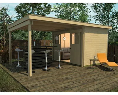 Produktbild von Gartenhaus weka Lounge-Haus 1 300 cm Lounge mit Fußboden 529 x 336 cm natur