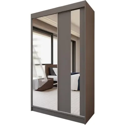 Produktbild von BEAUTYSOFA Schwebetürenschrank GAJA 120cm - modernes 2-türig Schrank mit Spiegel (Graphit)