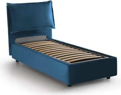 Produktbild von Einzelbett Dpal, Containerbett mit Stoffbespannung, 100%  Italy, Frontöffnung, passend für Matratze Cm 90x190, Blau