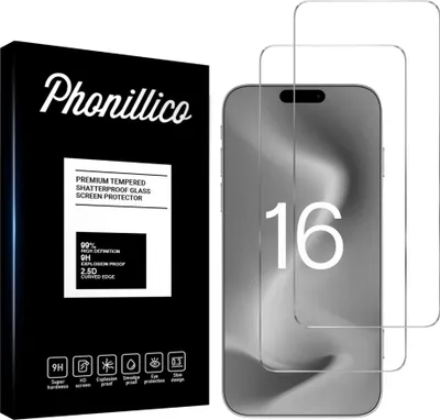 Zdjęcie produktu dla Szkło hartowane do iPhone'a 16 [2 sztuki] Folia ochronna na ekran odporna na zarysowania Phonillico®