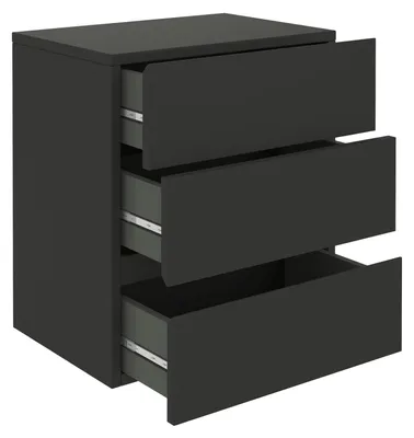 Produktbild von Nachtkommode ANNO Wandregal Nachtschrank hängend mit 3 Schubladen in schwarz