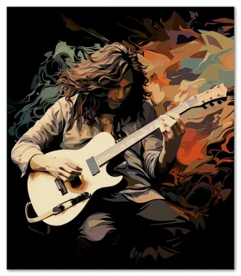 Produktbild von Wallario Herdabdeckplatte aus Glas, Größe 52 x 60 cm 1-teilig, Motiv Gitarrensolo
