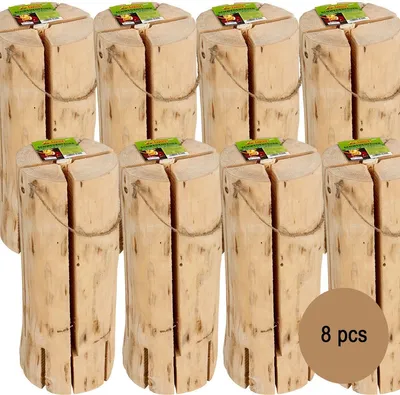 8x Schwedenfeuer 47 x 18 cm naturbelassenes Holz 120 min Brenndauer Outdoor 8 Stück Naturholz Garten Grillen Sommerparty
