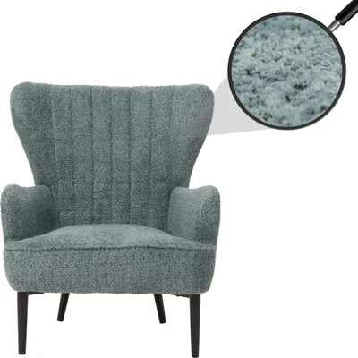 Immagine prodotto di Poltrona lounge HWC-K37, poltrona cocktail/orecchia poltrona imbottita retro vintage tessuto ciniglia (500g/m²) Oeko-Tex ~ blu-verde
