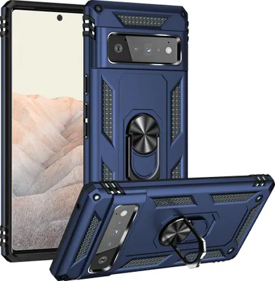 Image de Étui pour Google Pixel 6 Pro étui de protection militaire double couche avec support d'anneau et support bleu