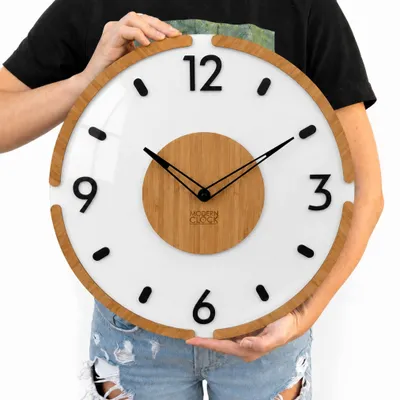 Produktbild von Wanduhr DUBAI 40 cm – leise, 3D, Bambus
