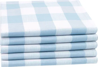 Produktbild von 5er Set Geschirrtücher 50x70 cm, Halbleinen hellblau kariert