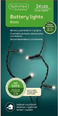 Produktbild von Lumineo Batterie LED Lichterkette Durawise 170 cm 24 Lichter warmweiß