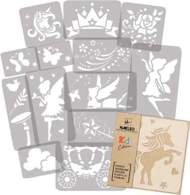 Produktbild von Schablonen Malen für Kinder, 14 Stück Set 9x12 bis 23x34 cm Magie Feen, Wiederverwendbare Kunststoff für Kinderzimmer Malvorlage Raumdekoration