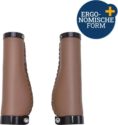 Immagine prodotto di Set di manopole per bicicletta Ergo-Grip in pelle 135 mm marrone