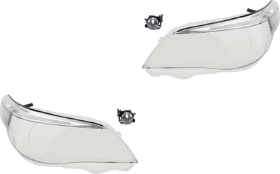 Obrázok produktu pre Sada skiel do svetlometov, kompatibilná s modelmi BMW 5 (E60, E61) vyrábaných od 07/2003 do 03/2007, pre verziu s xenónovými svetlometmi a mlhovkami. Čísla dielov: 63177897187, 7897187, 63177897188, 7897188. Johns