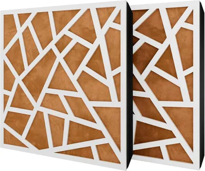 Produktbild von 2er-Pack – Akustikpaneel mit Samtstoff und Befestigungsset | 50x50x5cm | Schallabsorption-Diffusion-Reflexion-Schalldämmung | [SKYROSS -Weiß|Gold]