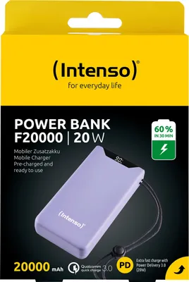 Produktbild von Intenso F20000, 20000 mAh, Lithium Polymer (LiPo), Power Delivery 3.0, Programmable Power Supply (PPS), Quick Charge 3.0, Violett