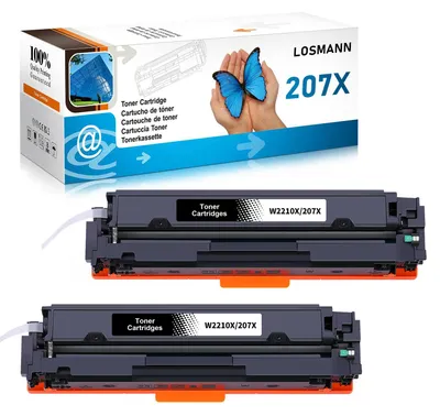 Immagine prodotto di LOSMANN 207X W2210X, toner compatibile con chip, per HP 207X 207A W2210A, ricambio per HP Color LaserJet Pro MFP M283fdw M255dw M282nw M283fdn M255nw (confezione da 2, nero)