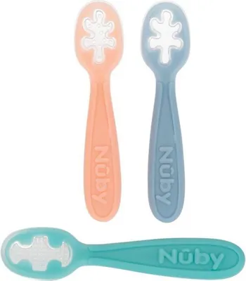 Produktbild von Babylöffel 3er Set, Silikon, Ab 6 Monate, Rosa Blau Grün