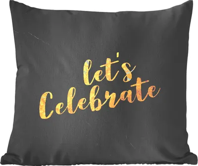 Produktbild von MuchoWow® Zierkissen Sofakissen Wohnzimmer Dekokissen 50x50 cm Zitat - Party - Gold - Marmor - Komfort - Sofakissen