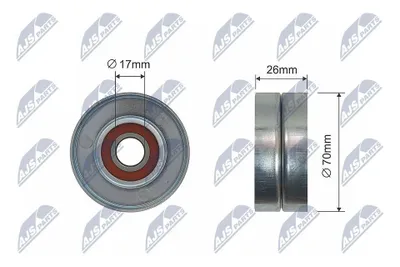 Produktbild von NTY RNK-CH-008A Spannrolle Keilrippenriemen 70mm für JEEP CHEROKEE (KJ) für CHRYSLER VOYAGER IV (RG, RS)