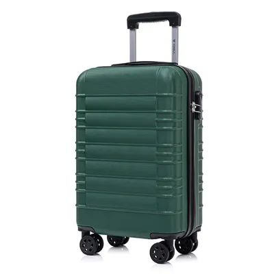 Produktbild von Koffer Trolley Reisekoffer Suitcase, Rollkoffer Handgepäck ,mit 4 Rollen360°, Hartschalenreisekoffer, Zahlenschloss, Weicher Gummigriff (M,Dunkelgrün)