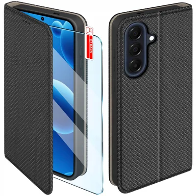 Zdjęcie produktu dla Etui Z Klapką Do Samsung A37 5G Zamykane Czarne Futerał + Szkło 9H