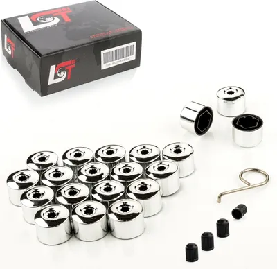 Produktbild von 20x Radschraube Kappen Set 17 mm chromfarben für JAGUAR DAIMLER MAYBACH MERCEDES