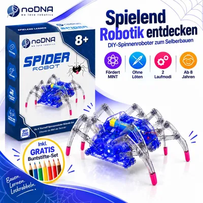 Produktbild von Spider Robot Spinnen Roboter zum selbst zusammenbauen – Roboter Bausatz für Kinder ab 8 Jahren – Roboter Junge Roboter Kinder Spielzeug Roboter Spinne mit 8 Beinen