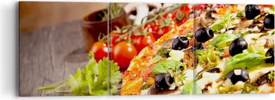 Produktbild von Bild auf Leinwand - Leinwandbild - Pizza Essen Italien Tradition - 90x30cm - Wand Bild - Wanddeko - Leinwanddruck - Bilder - Kunstdruck - Wanddekoration - Leinwand bilder - Wandkunst - CA90x30-2791