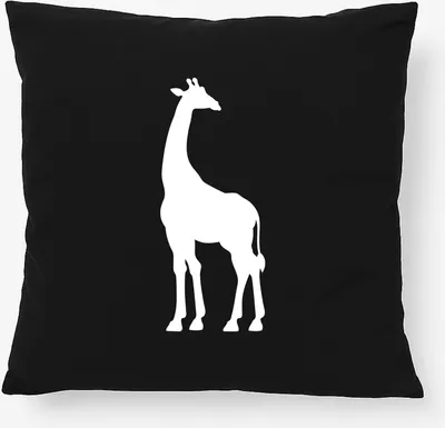 Produktbild von Huuraa Kissen Giraffe Silhouette 40x40cm mit Füllung Black Baumwolle Dekokissen Geschenkidee