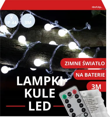 Zdjęcie produktu dla Lampki Choinkowe Led Kulki Białe Światelka 3M Girlanda Świąteczna