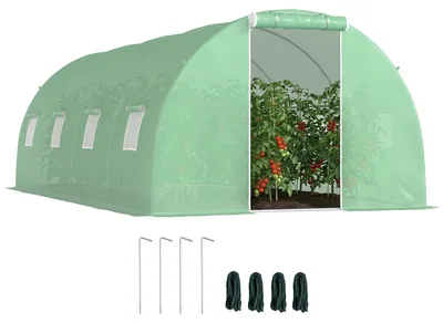 Obrázok produktu pre Outsunny, skleník 6x3x2 metre, vstupné dvere, 8 okien, oceľová konštrukcia, zelený