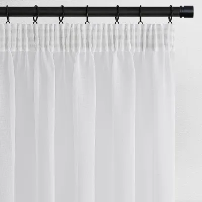 Voile-Ösengardinen 2er-Set, 140 x 120 cm, weiß, halbtransparent, Polyester