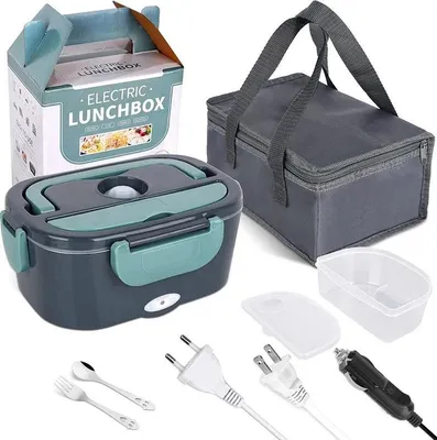 Produktbild von Elektrische Lunchbox - Speisenwärmer - 1,5 L - 220 V - Edelstahleinsatz - Tragbar - Khaki