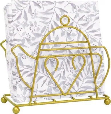 Immagine prodotto di Portatovaglioli Famanu, color oro – design moderno con motivo a teiera