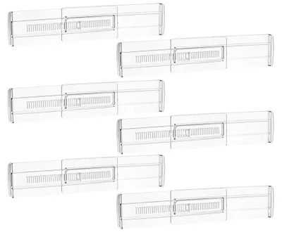 Schubladenteiler 6er-Set, transparent, verstellbar, 28,8-50 cm