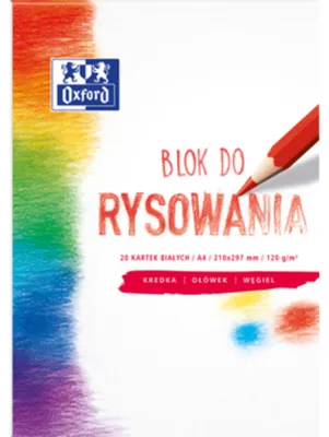 Zdjęcie produktu dla Blok do rysowania A4 20 kartek, biały, Oxford