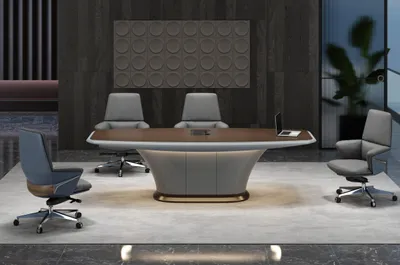 Immagine prodotto di Moderno tavolo da conferenza in grigio-marrone: elegante e funzionale allo stesso tempo.